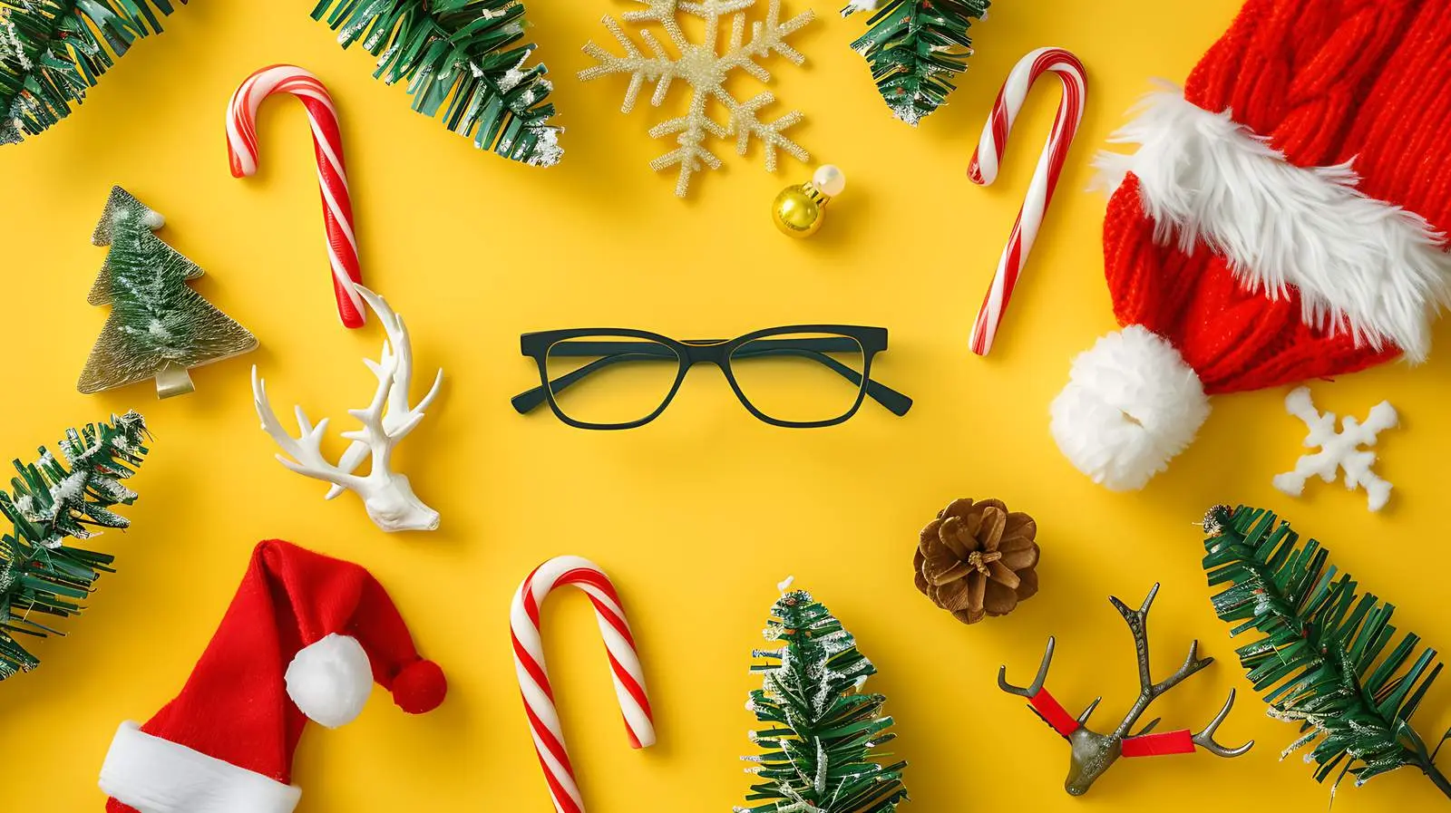Colorful Funny Christmas Eyeglasses and Decorations – free funny image from Dotvec