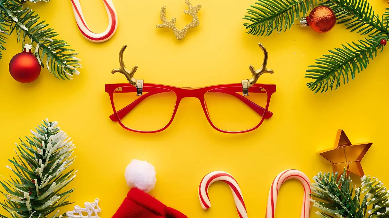 Colorful Funny Christmas Eyeglasses and Decor – free funny image from Dotvec