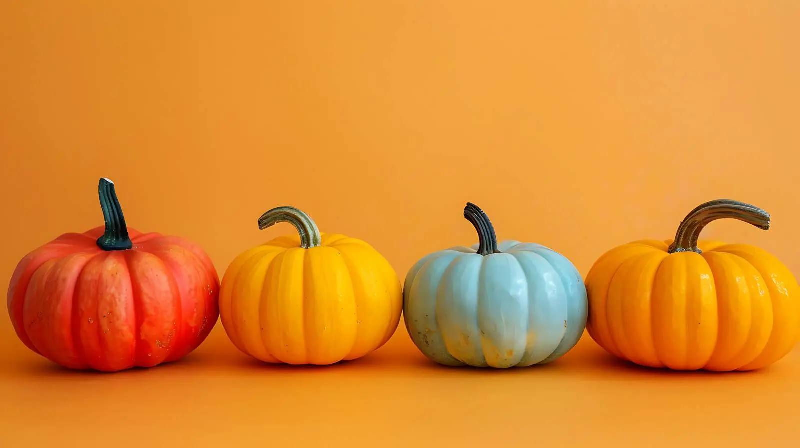 Colourful Halloween Pumpkins on Orange Background – free images image from Dotvec