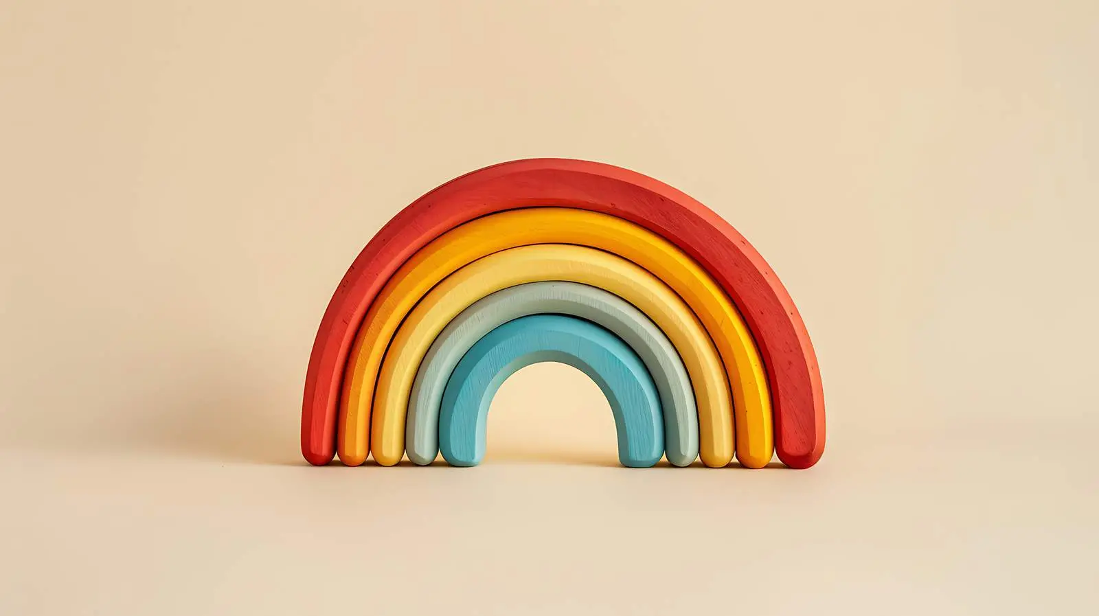 Colourful Wooden Rainbow Stacking Toy on Beige Background — free download from Dotvec