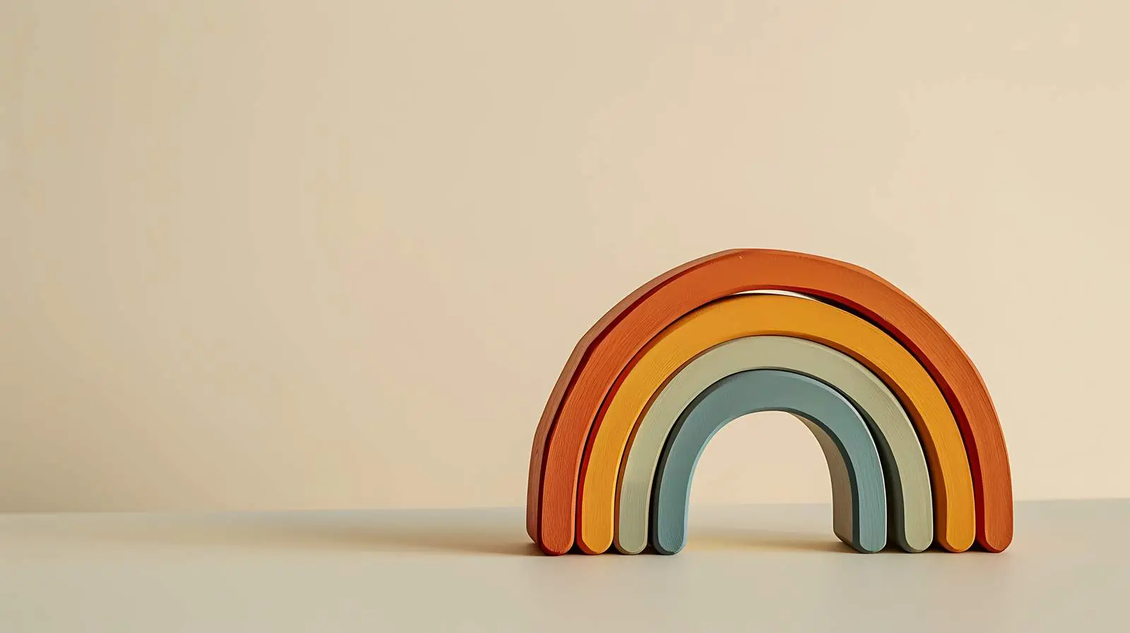 Colorful Wooden Rainbow Stacking Toy on Beige Background — free download from Dotvec