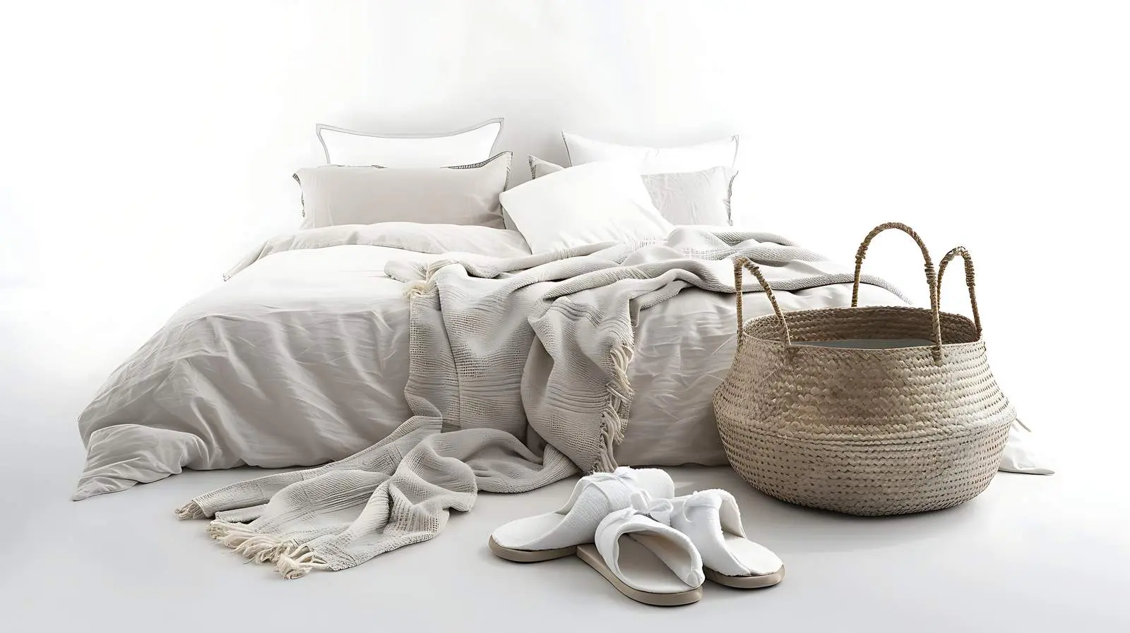 Cozy Bedding with Pillows and Slippers – free bedding image from Dotvec