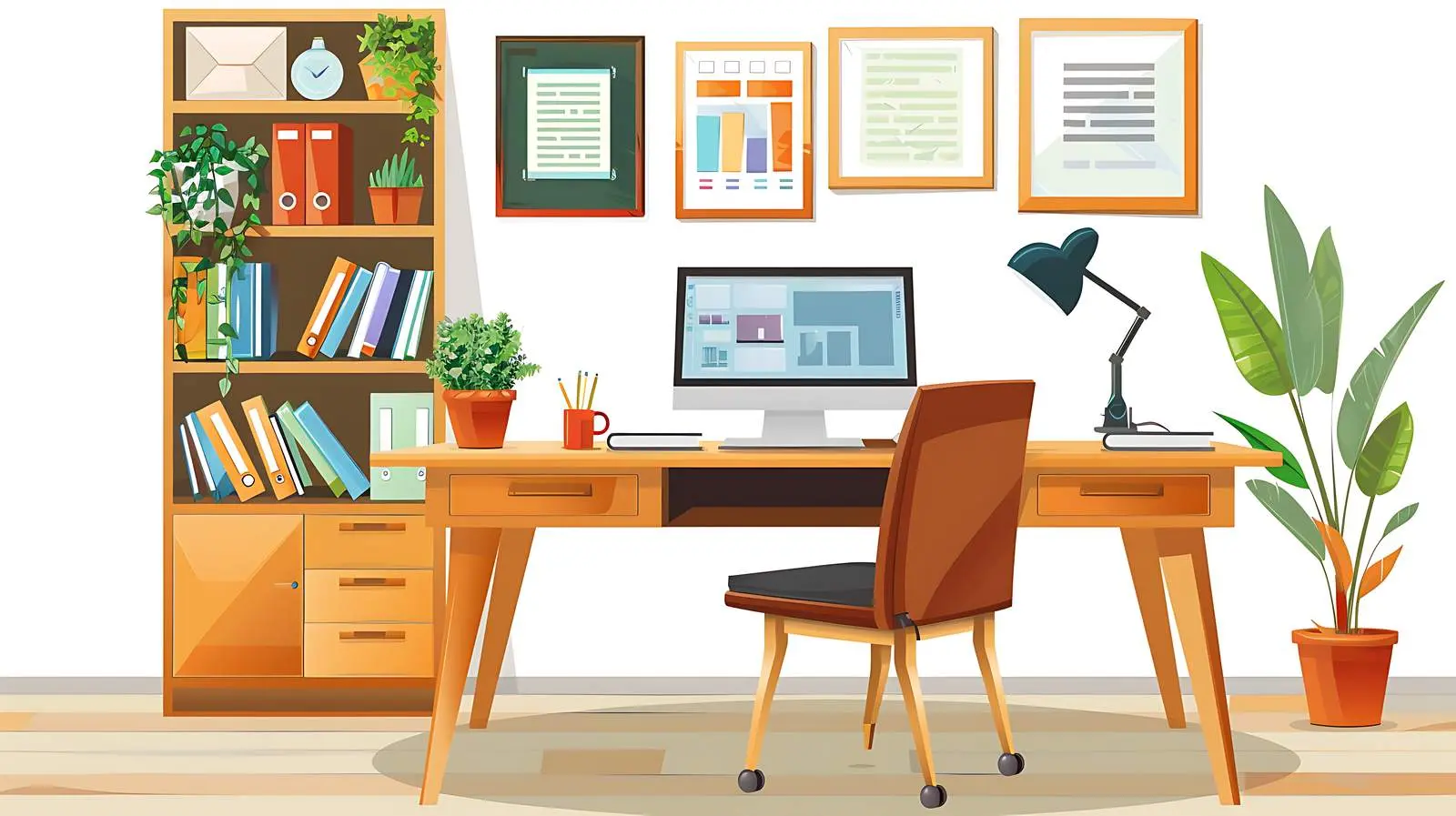 Cozy Home Office Interior Design Workspace — free download from Dotvec