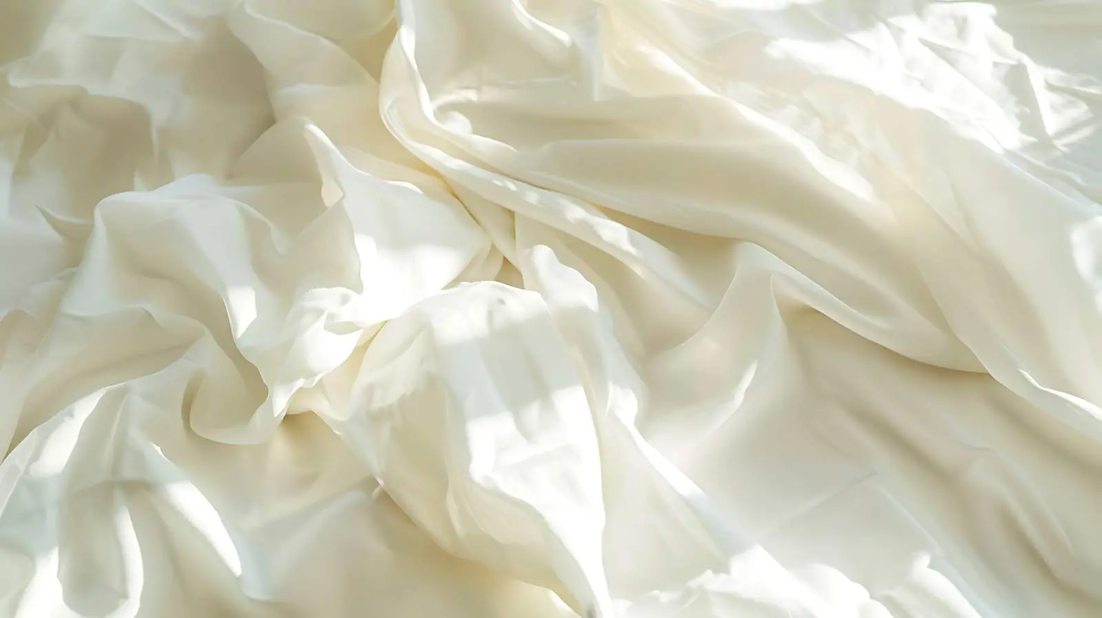 Crumpled White Bed Linens with Sunlight Shadows – free linens image from Dotvec