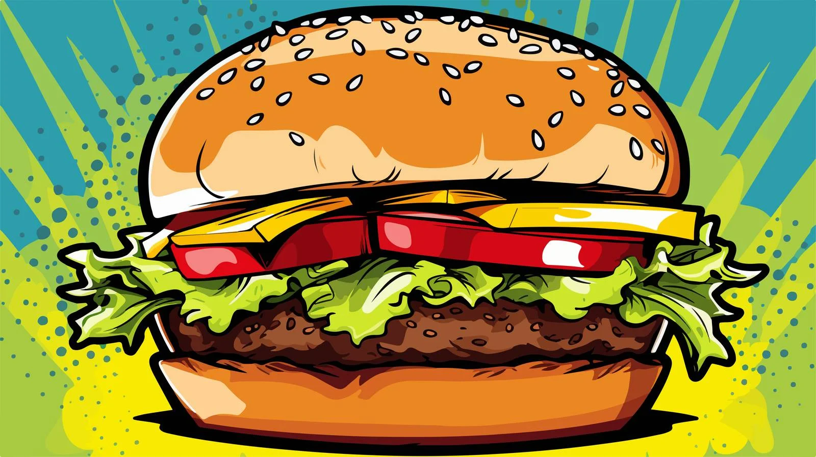 Comic Burger Vector Illustration — free download from Dotvec