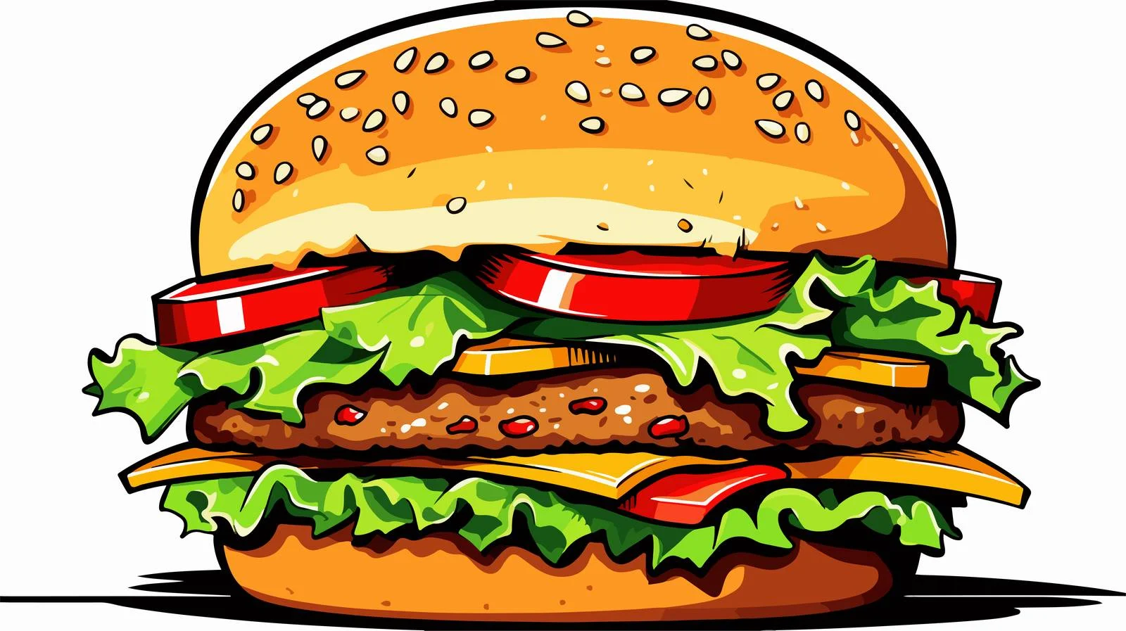 Whimsical Burger Cartoon Illustration — free download from Dotvec