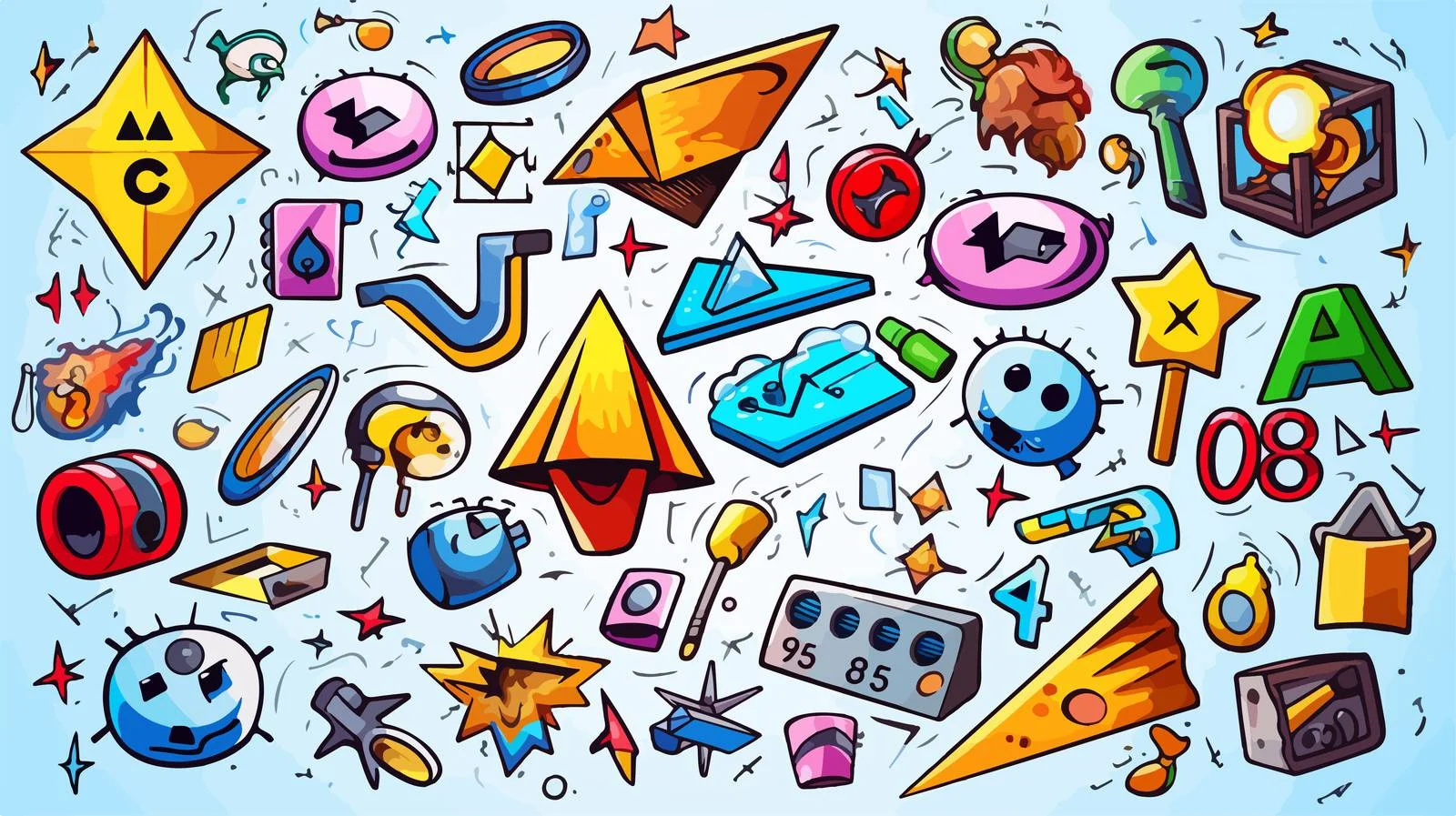 Comic Style Math Symbols Illustration — free download from Dotvec