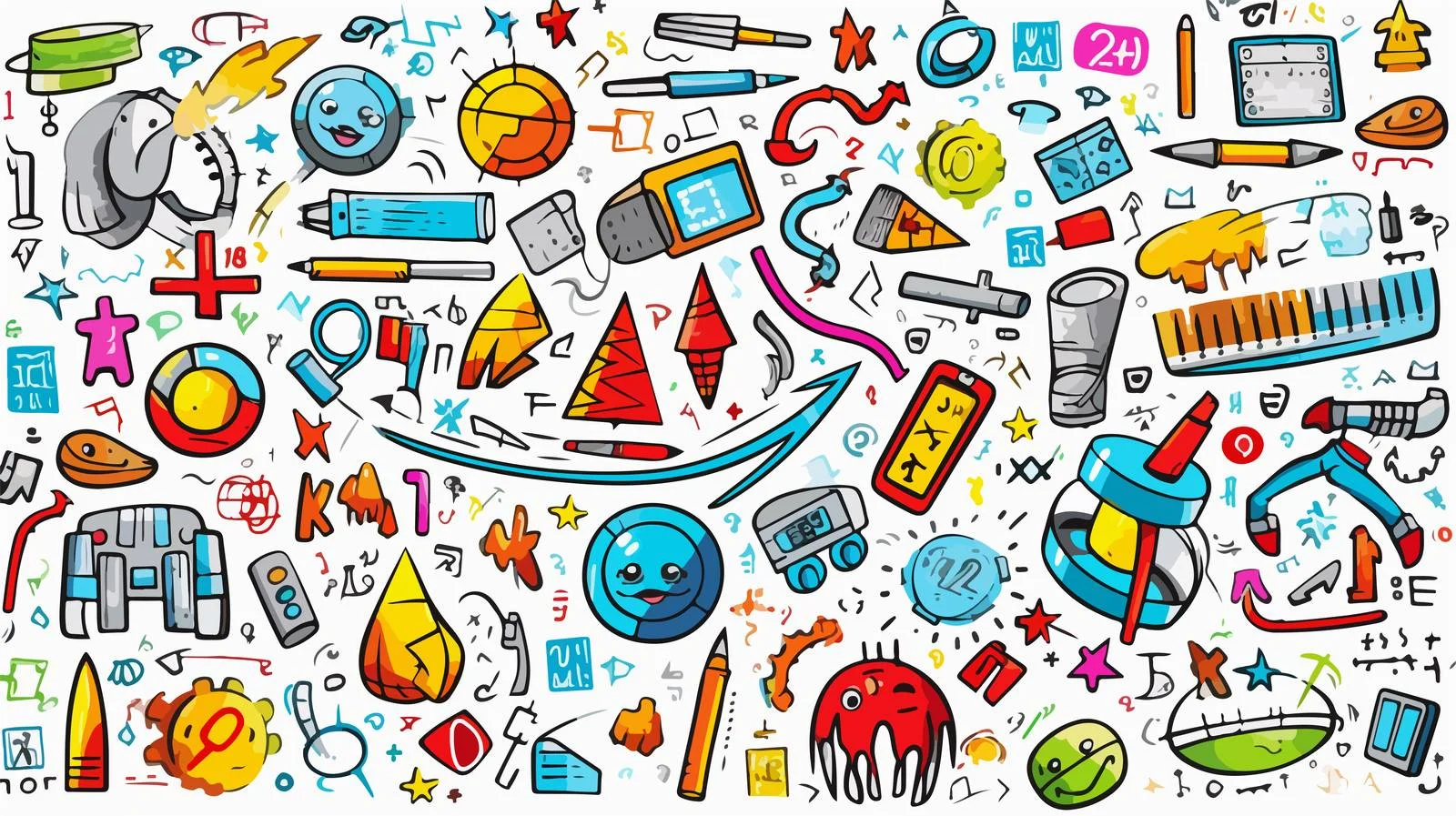 Comic Style Math Symbols Vector Illustration — free download from Dotvec