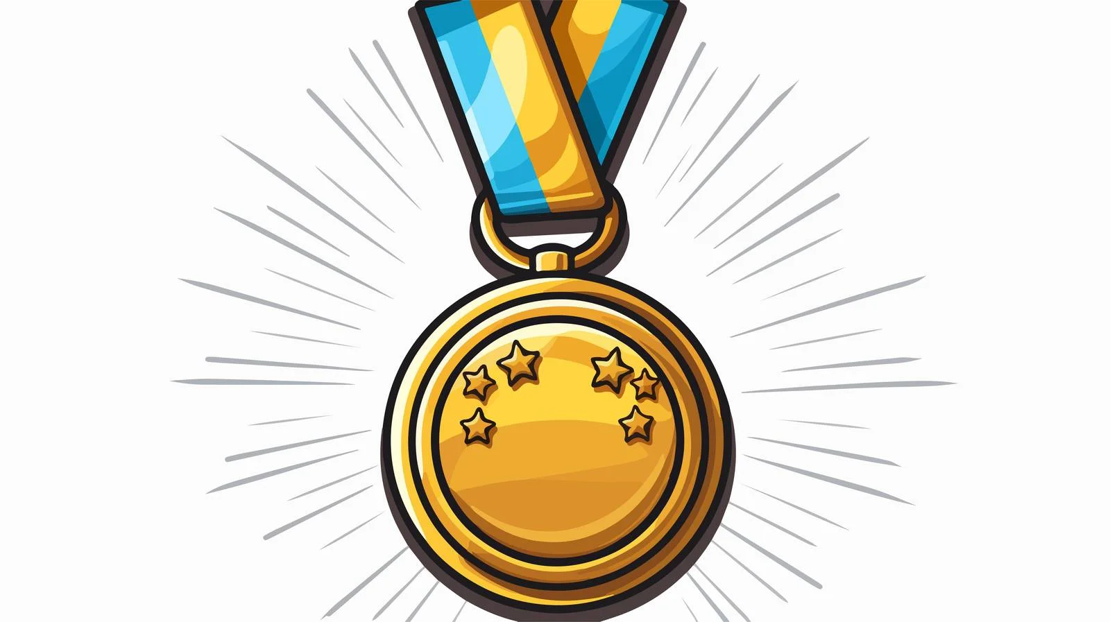 Comic Book Style Gold Medal Cartoon — free download from Dotvec