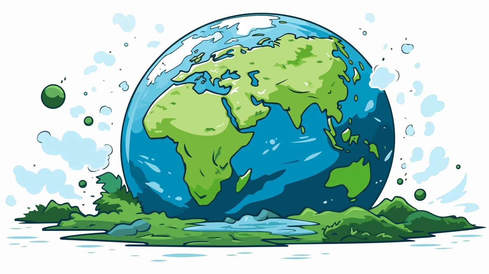 Comic-Style Earth Cartoon Illustration — free download from Dotvec