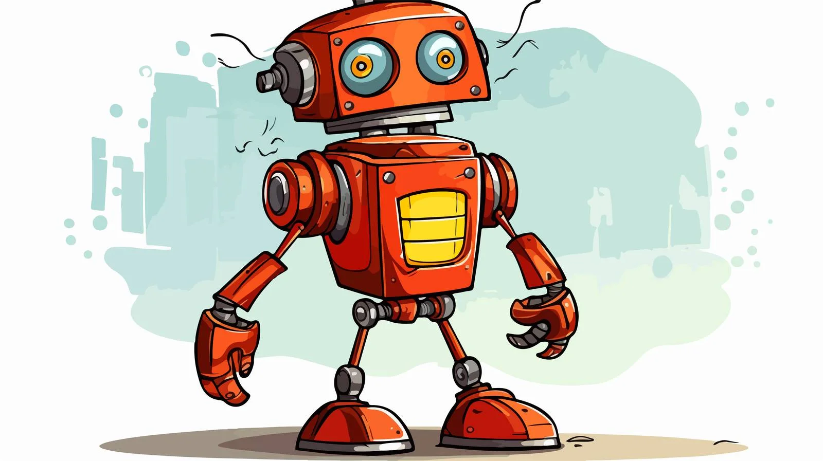 Comic Robot Cartoon Illustration — free download from Dotvec