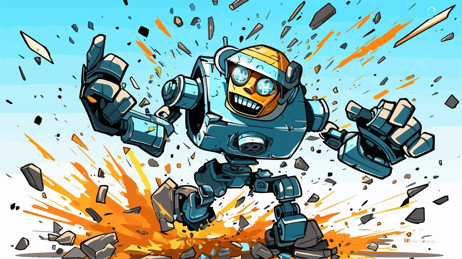 Robot Malfunction Comic Illustration — free download from Dotvec