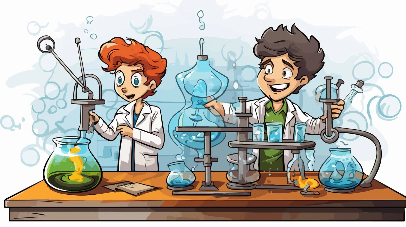Science Experiment Comic Cartoon — free download from Dotvec