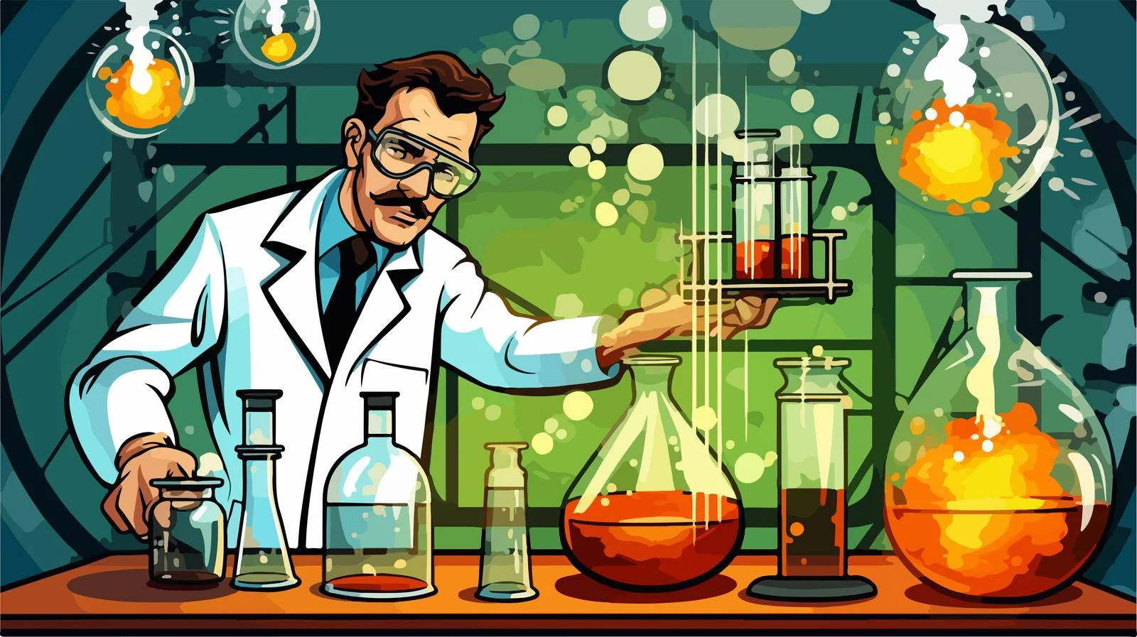 Science Experiment Comic Book Cartoon — free download from Dotvec