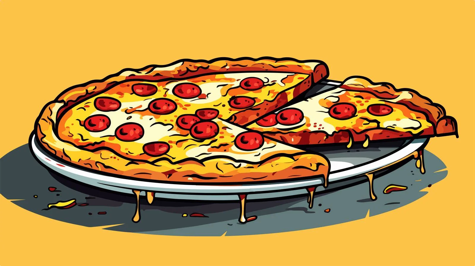 Comic Pizza Cartoon Vector Illustration — free download from Dotvec