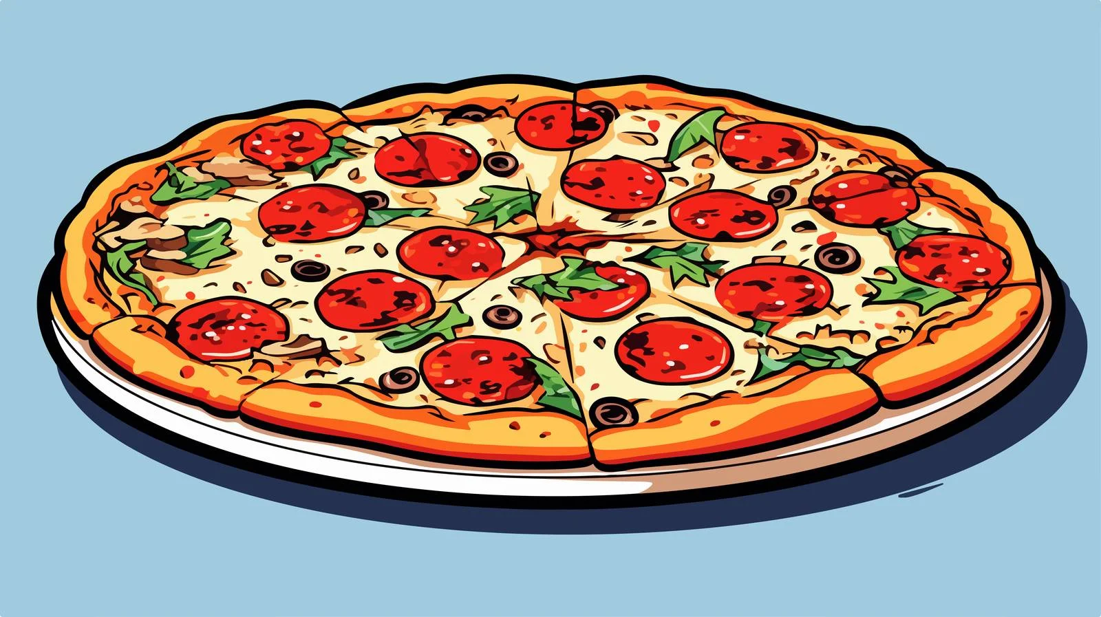 Comic Pizza Cartoon Illustration — free download from Dotvec