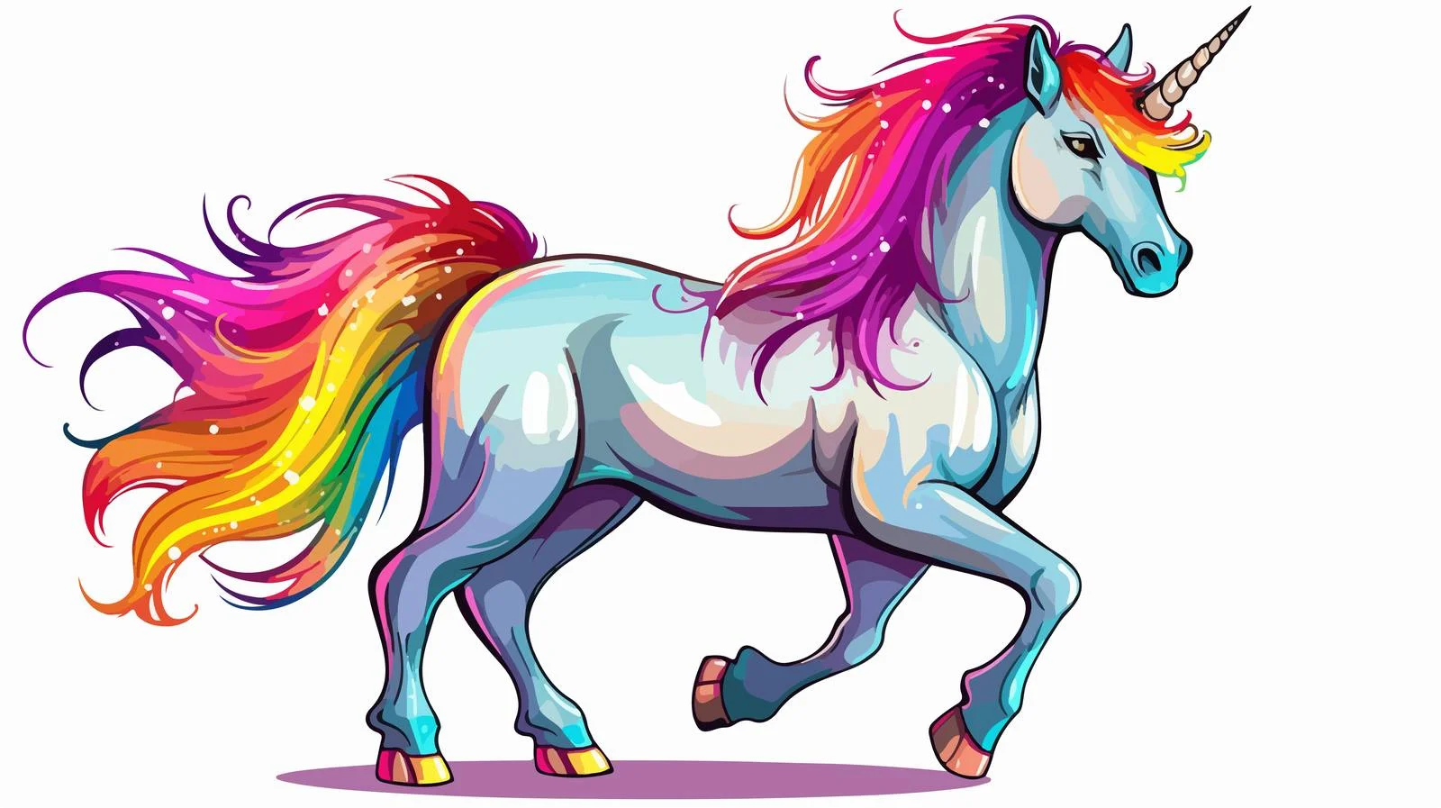 Whimsical Cartoon Unicorn Vector Illustration — free download from Dotvec