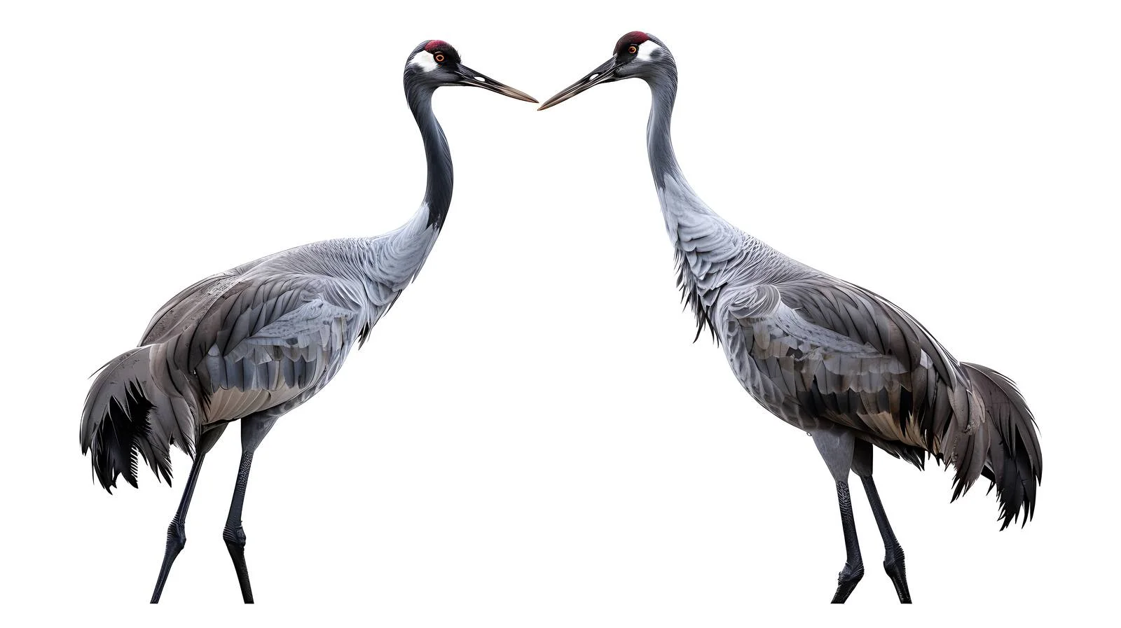 Graceful Common Crane Birds on White Background – free migration image from Dotvec