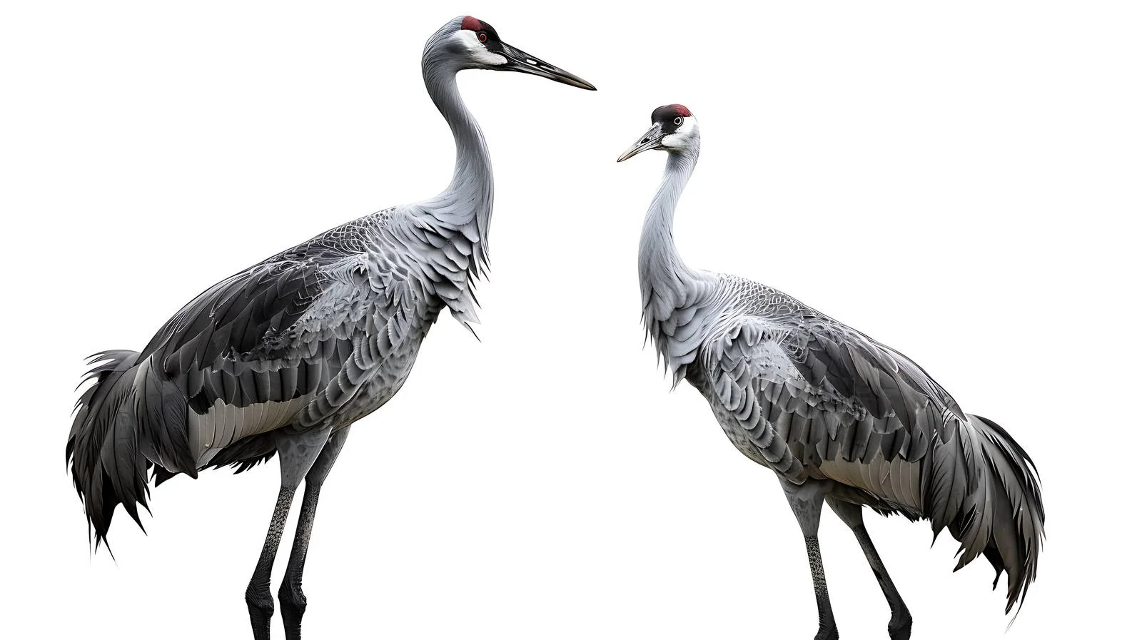 Graceful common cranes on white background — free download from Dotvec