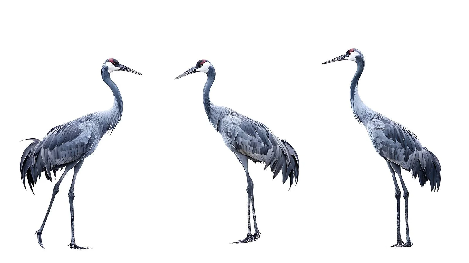 Elegant Common Crane Birds on White Background — free download from Dotvec