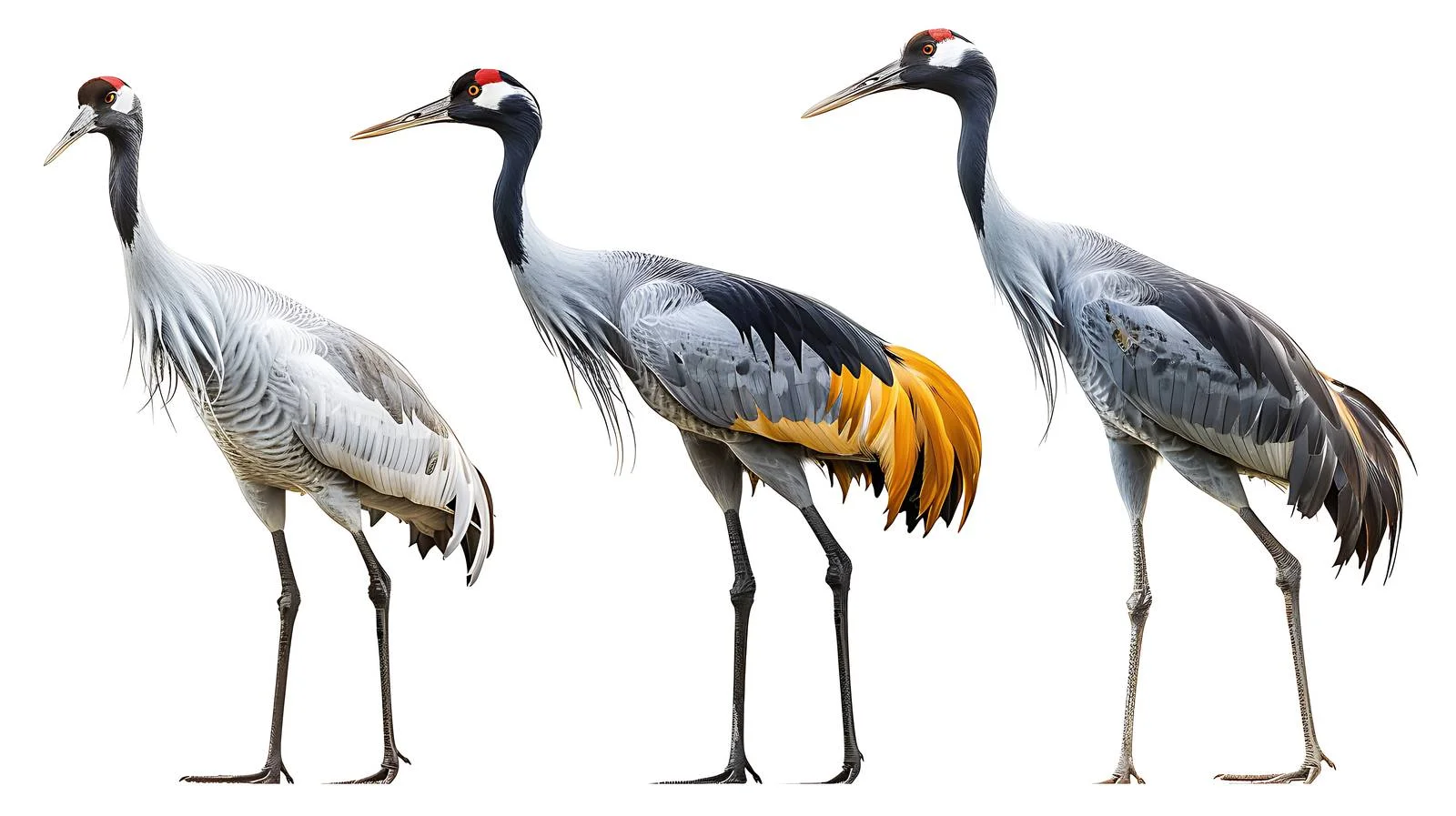 Elegant Common Crane Birds on White Background — free download from Dotvec