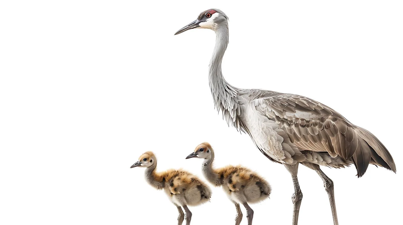 Graceful Crane Family with Two Chicks — free download from Dotvec