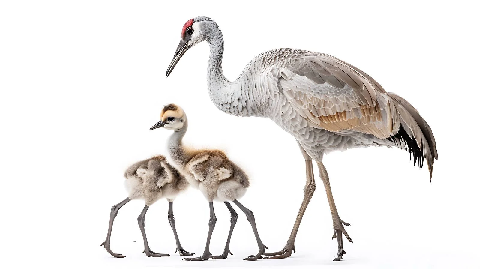 Graceful Crane Family With Two Chicks — free download from Dotvec