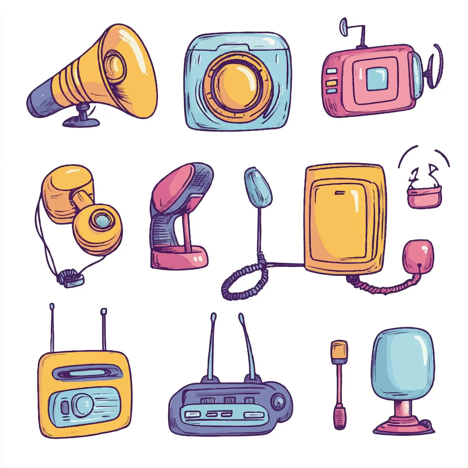 Cartoon Communication Icons Vector Set — free download from Dotvec