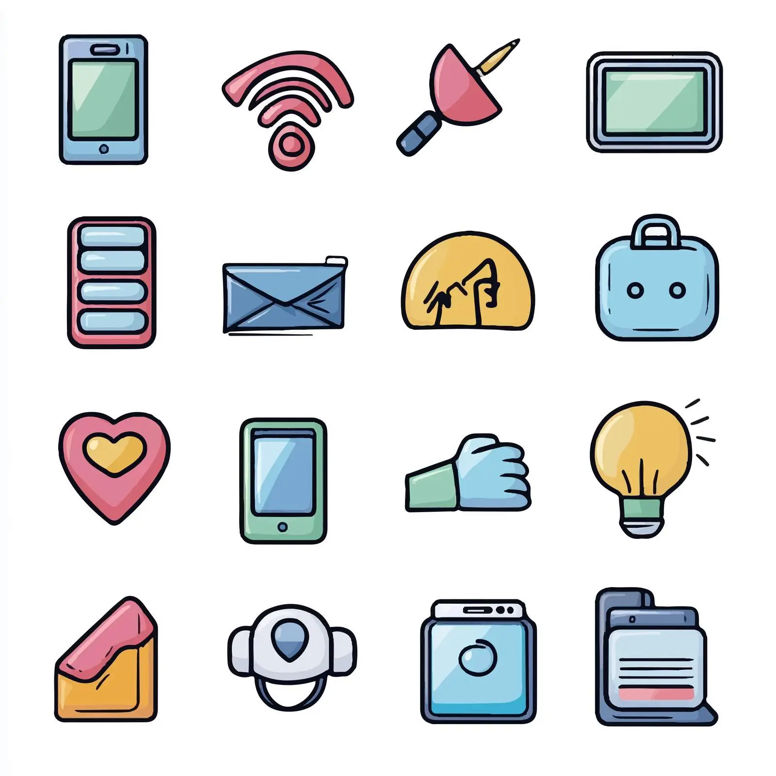 Cartoon Communication Icons Vector Set — free download from Dotvec