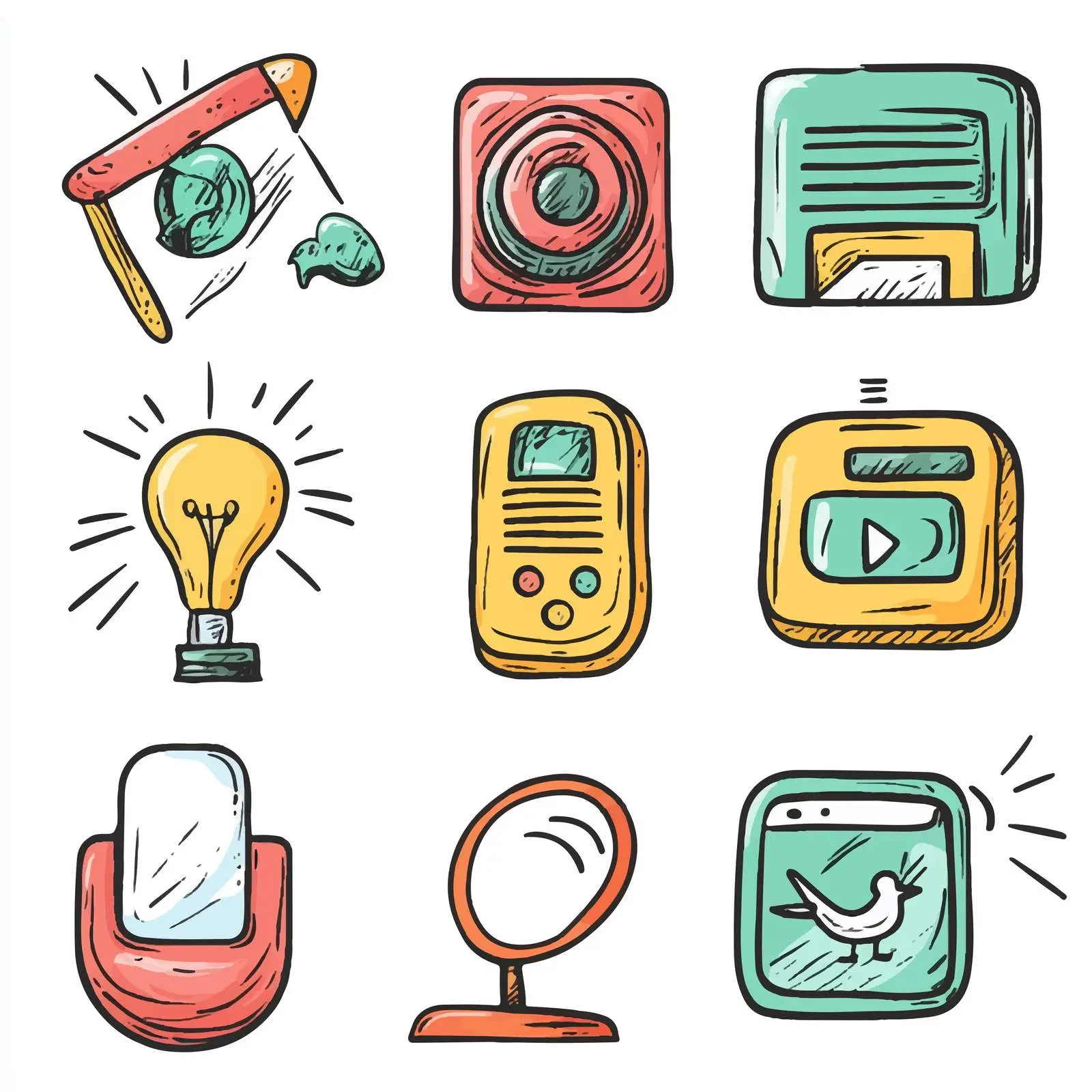 Cartoon Communication Icons Vector Set — free download from Dotvec