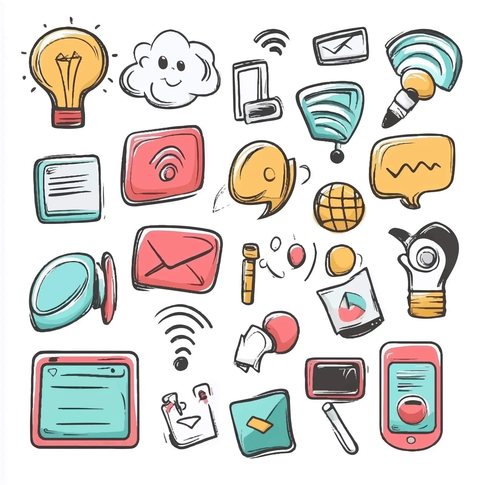 Cartoon Communication Icons Vector Set — free download from Dotvec