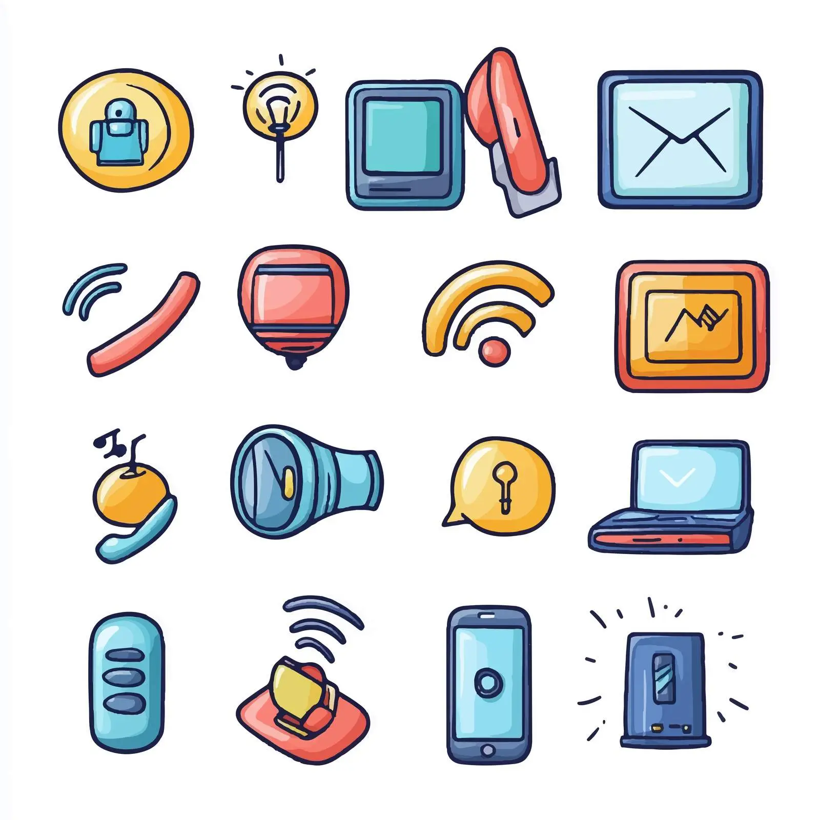 Cartoon Communication Icons Vector Set — free download from Dotvec