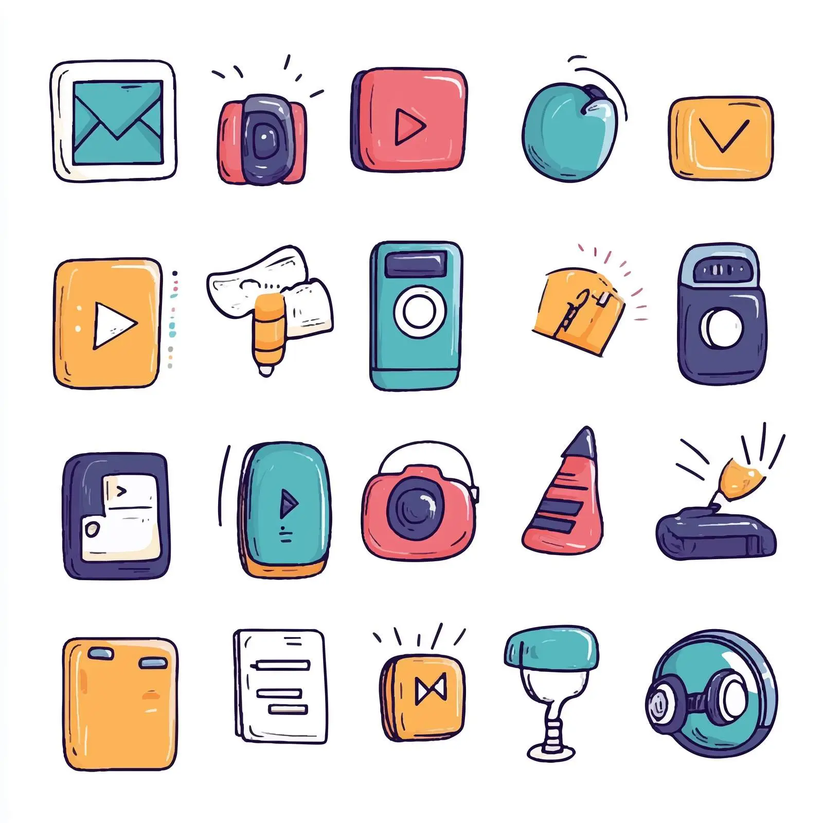 Cartoon Communication Icons Set Vector — free download from Dotvec