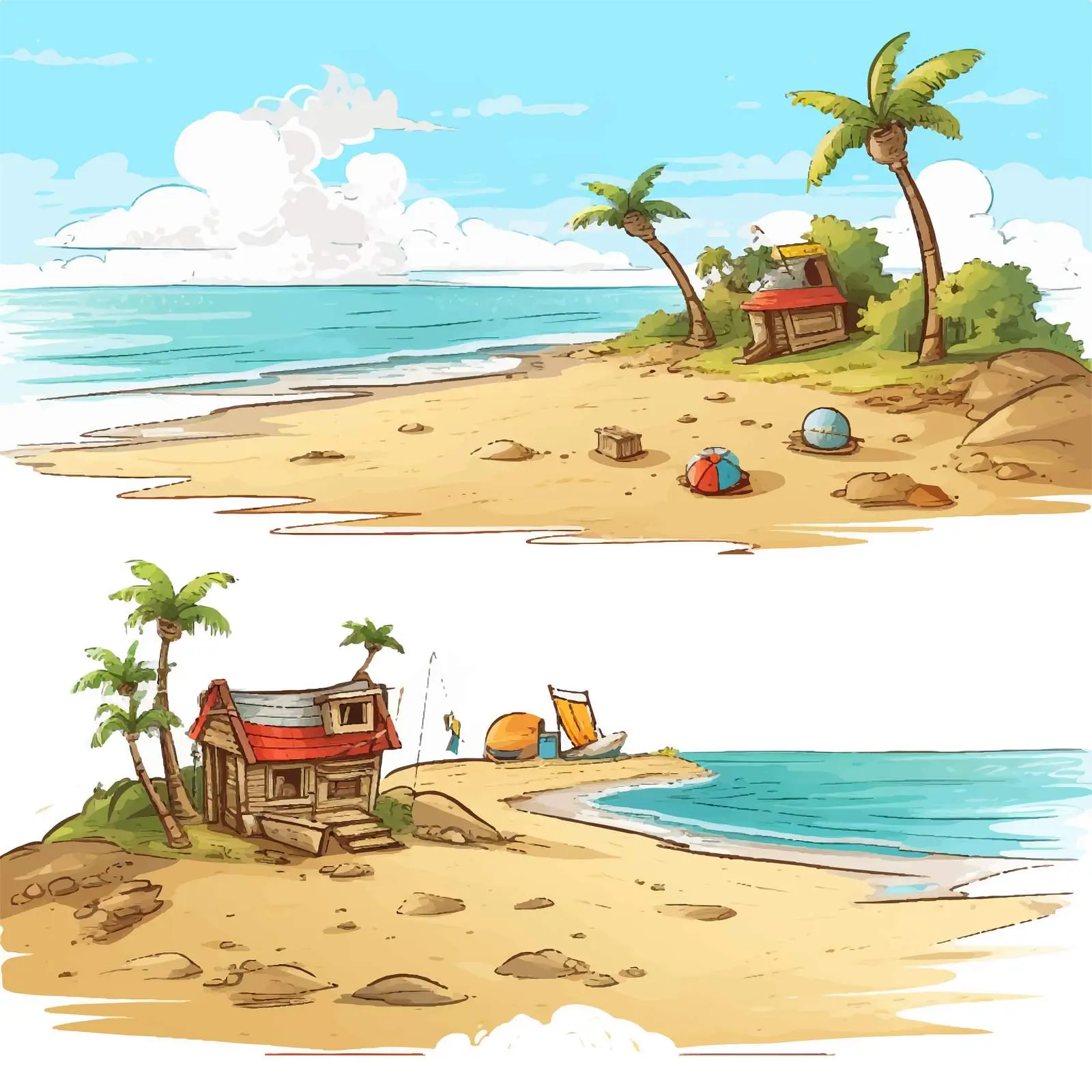 Clean vs Dirty Beach Illustration — free download from Dotvec