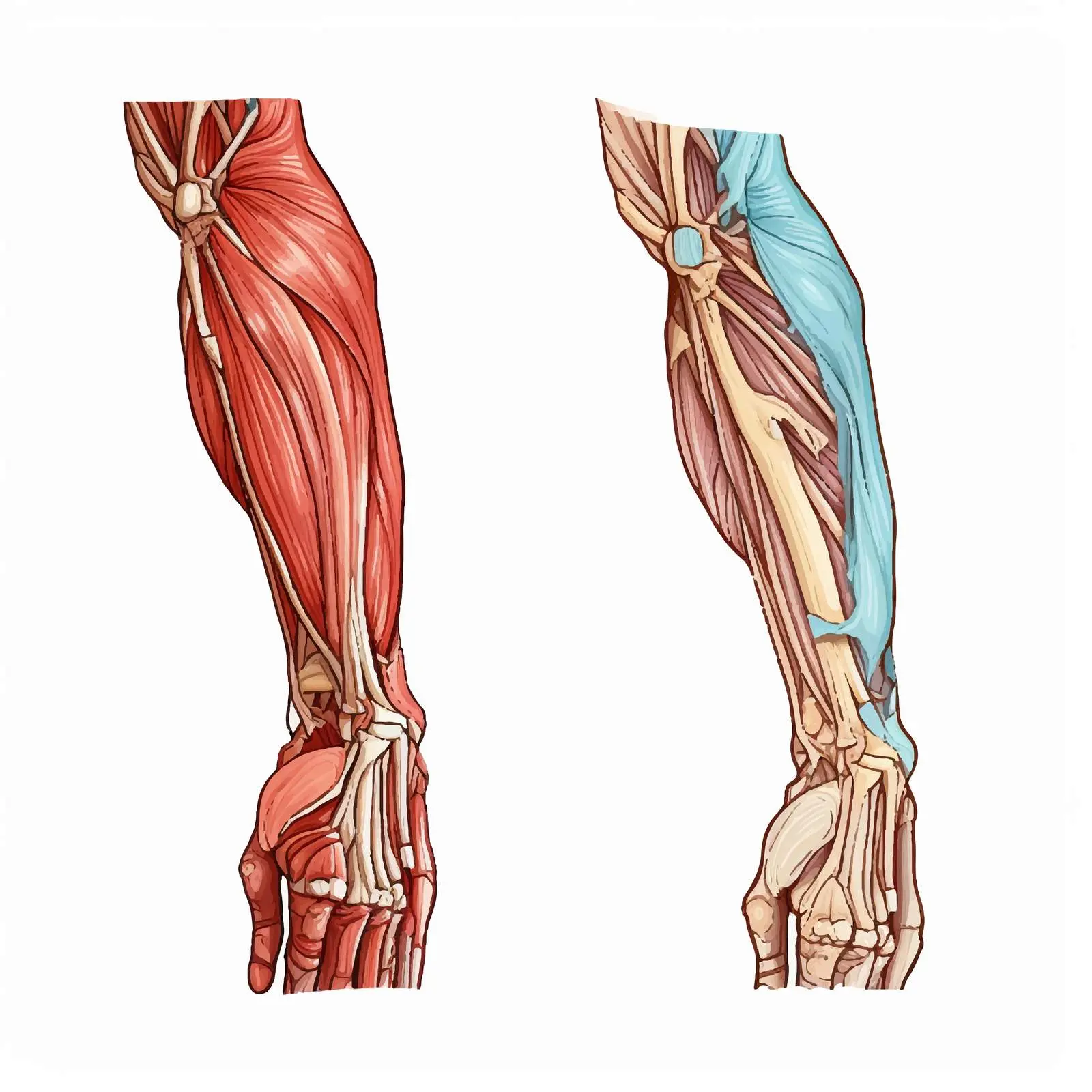 Healthy vs Ruptured Biceps Tendon Comparison Vector — free download from Dotvec