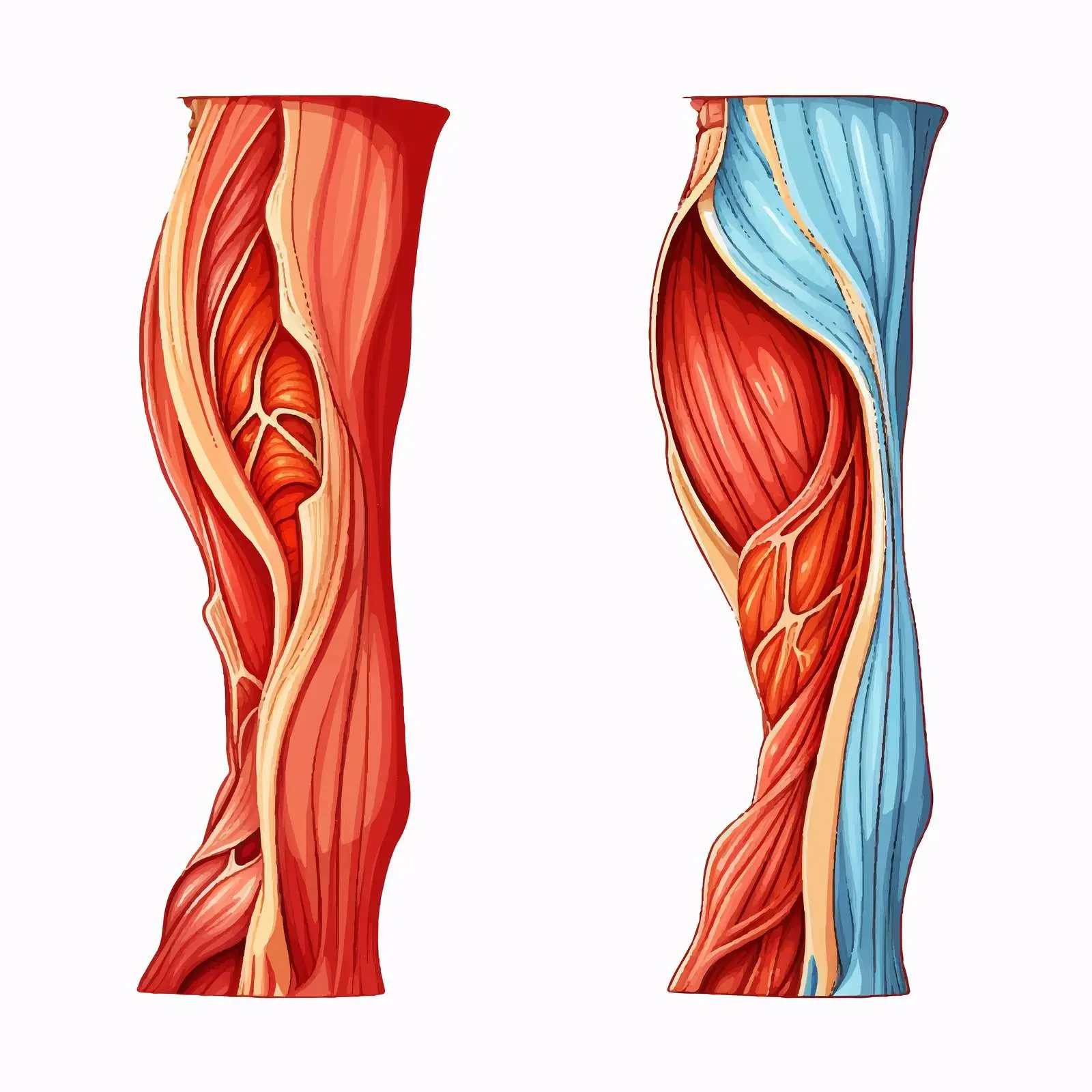 Healthy vs Ruptured Biceps Tendon Comparison Vector — free download from Dotvec