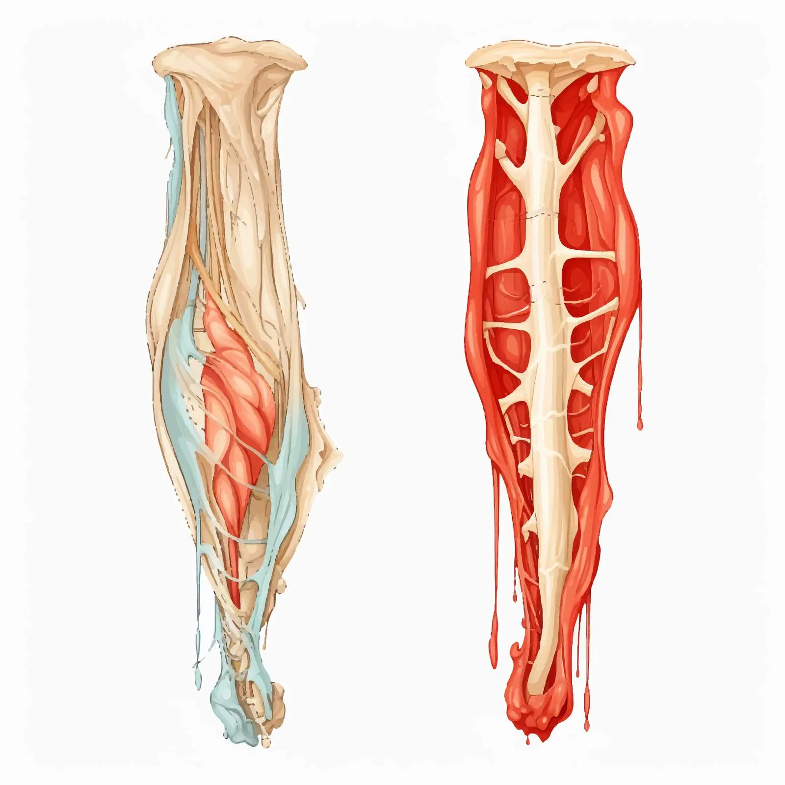Healthy vs Ruptured Tendon Comparison Vector — free download from Dotvec