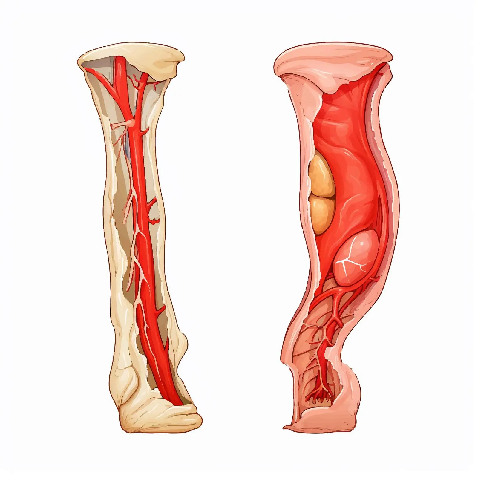 Healthy vs Ruptured Tendon Comparison Vector – free illustrative comparison image from Dotvec