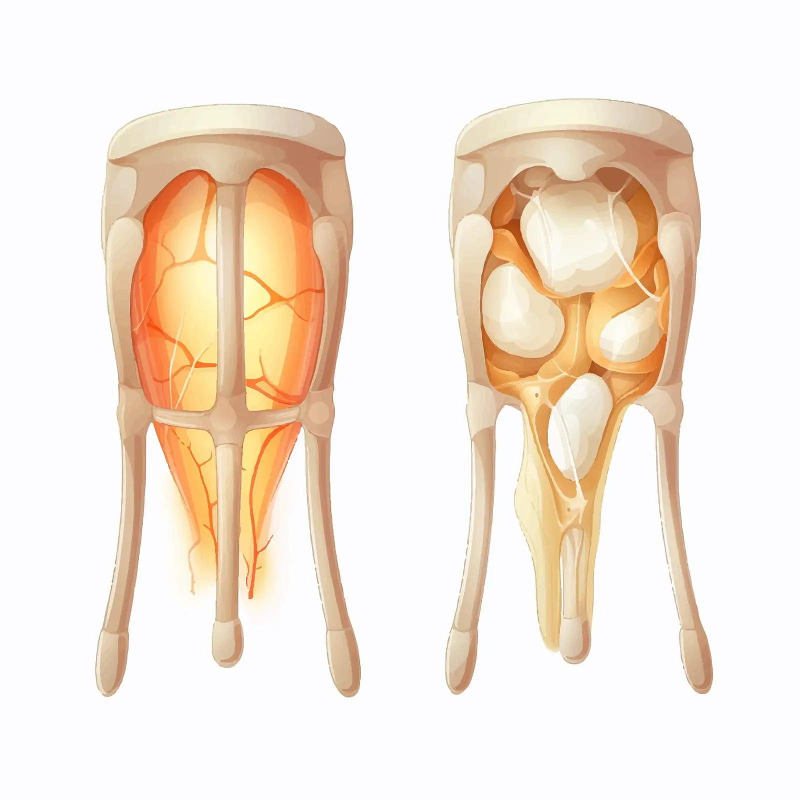Normal vs Torn ACL in Knee Vector Comparison — free download from Dotvec