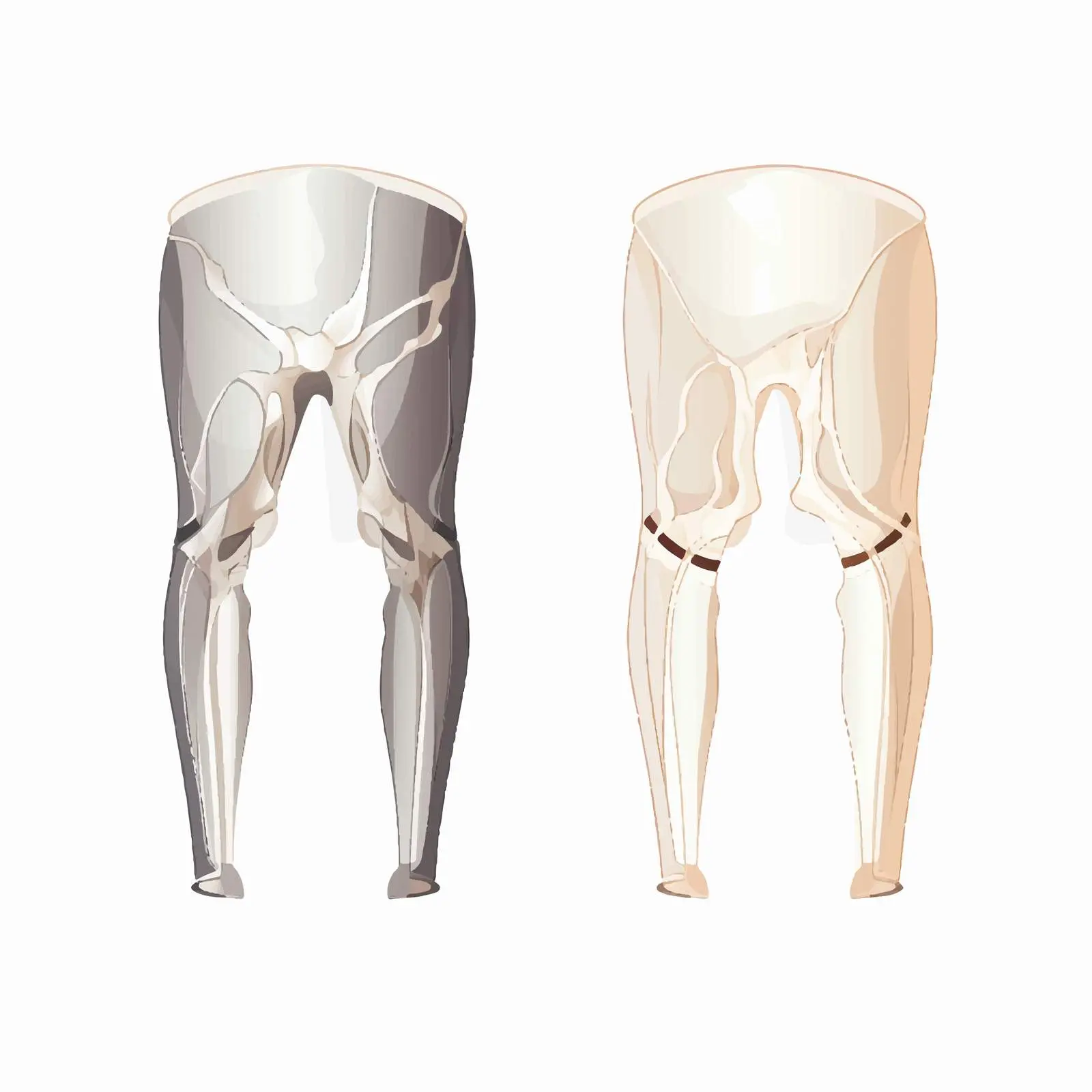 Normal vs Torn ACL in Knee Vector Illustration – free medical resources image from Dotvec
