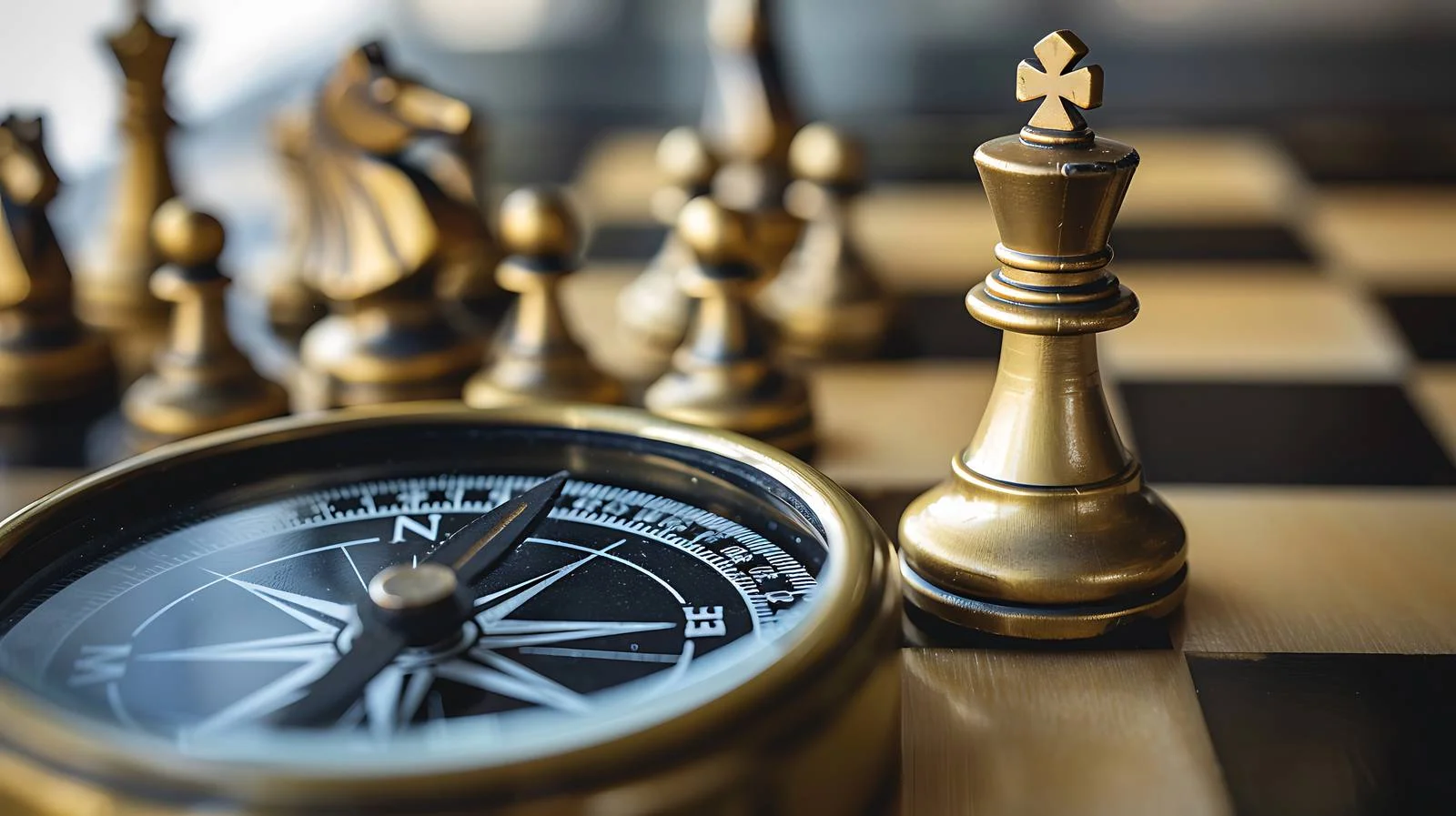 Strategic Concept on Chess Board with Compass — free download from Dotvec