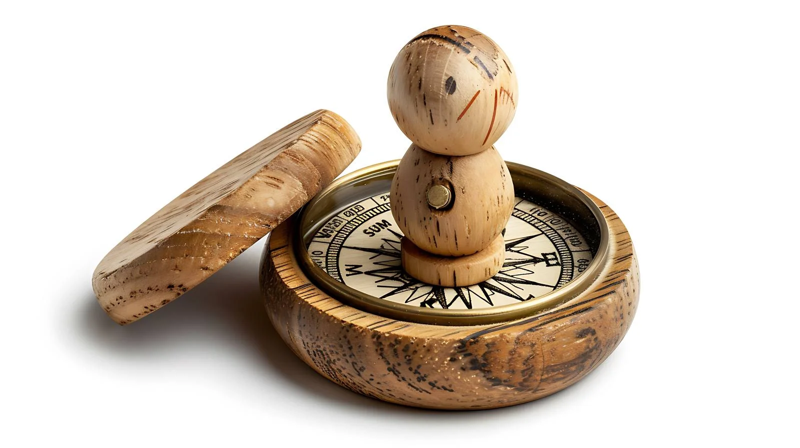 Symbolic Compass on Wooden Doll — free download from Dotvec