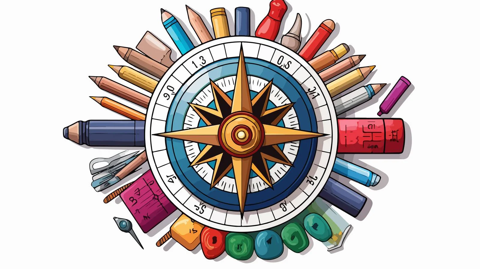 Creative Compass School Supplies — free download from Dotvec