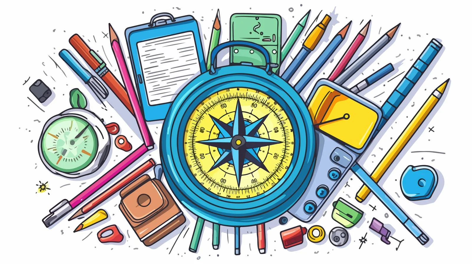 Educational Compass & School Supplies Image — free download from Dotvec