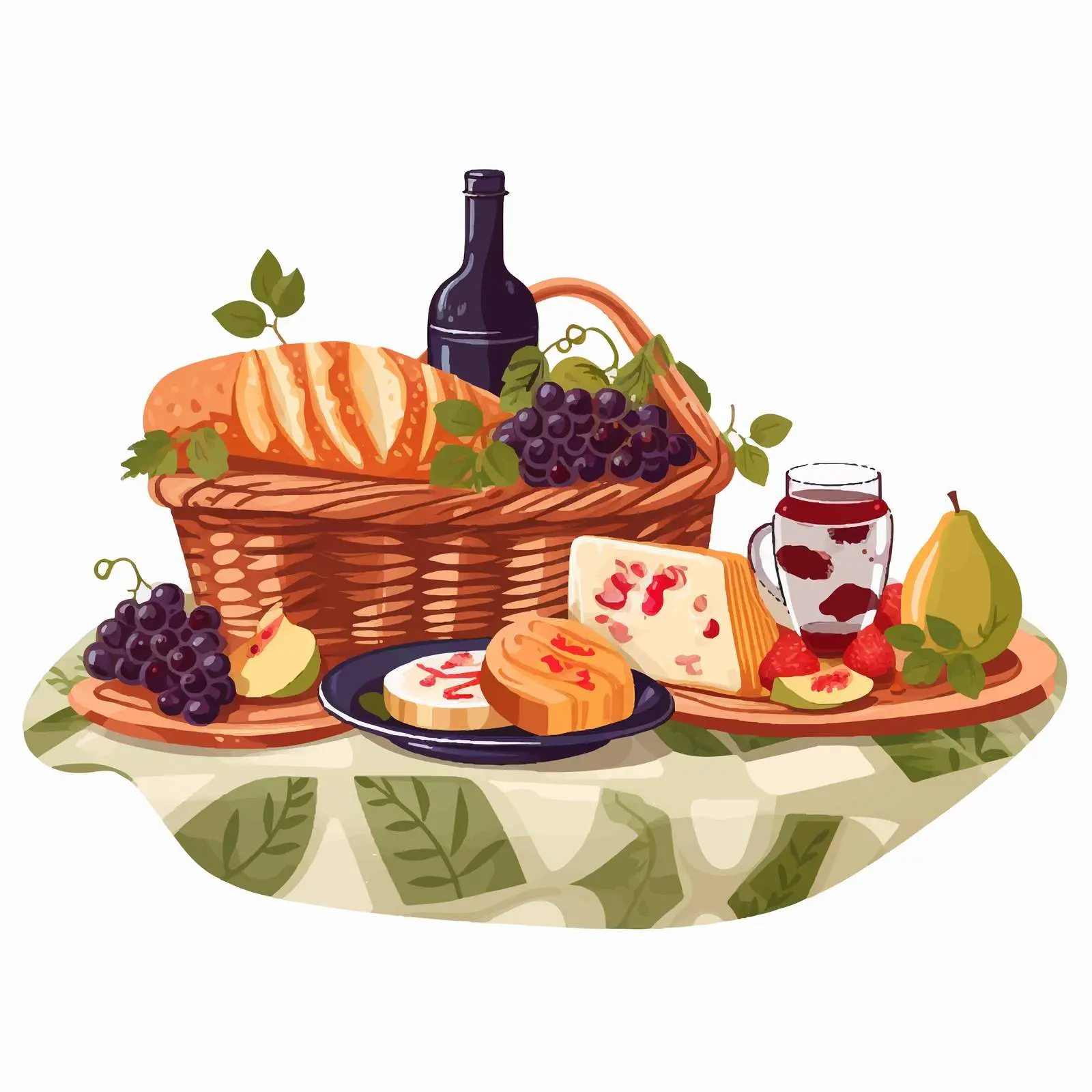 Outdoor Picnic Serving on Blanket Vector Design – free tasting image from Dotvec