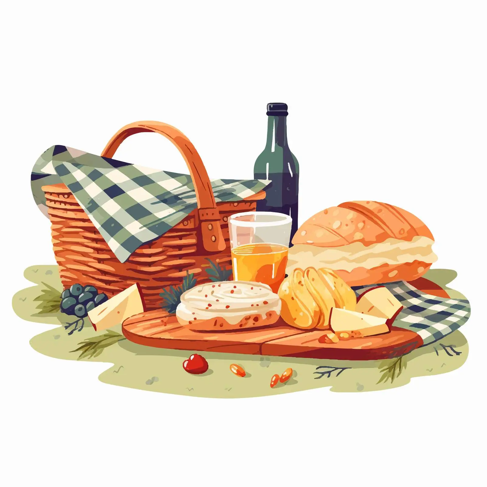 Outdoor Picnic Composition on Blanket Vector — free download from Dotvec
