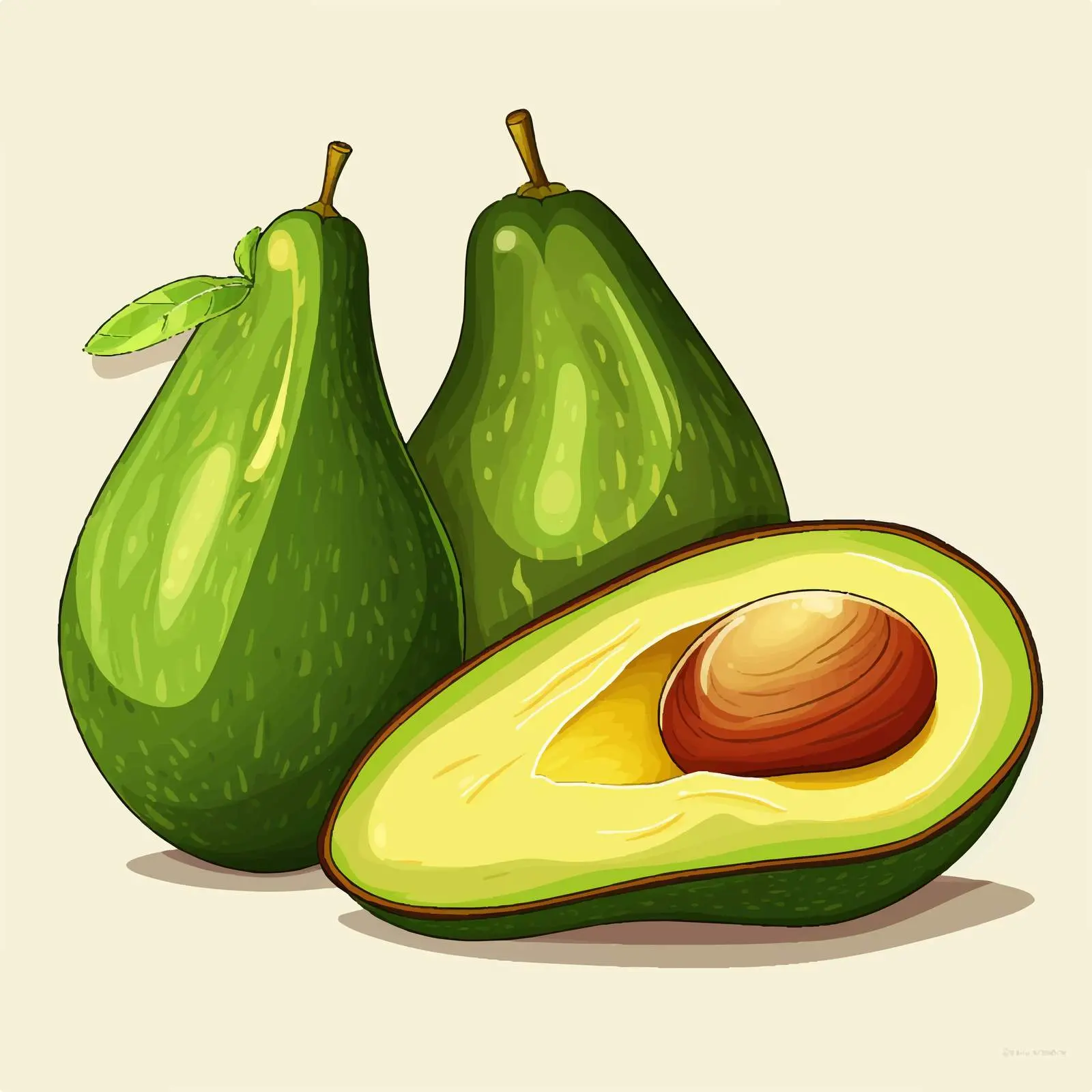 Avocado Composition Whole and Half Illustration — free download from Dotvec