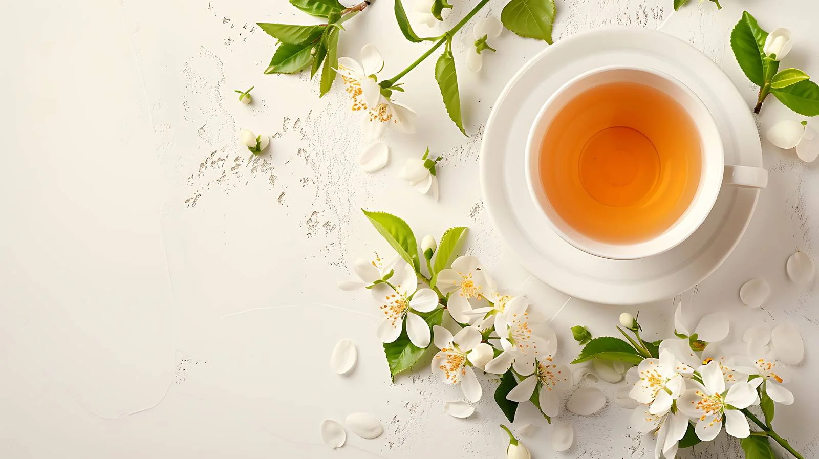 Elegant Jasmine Tea and Floral Composition — free download from Dotvec