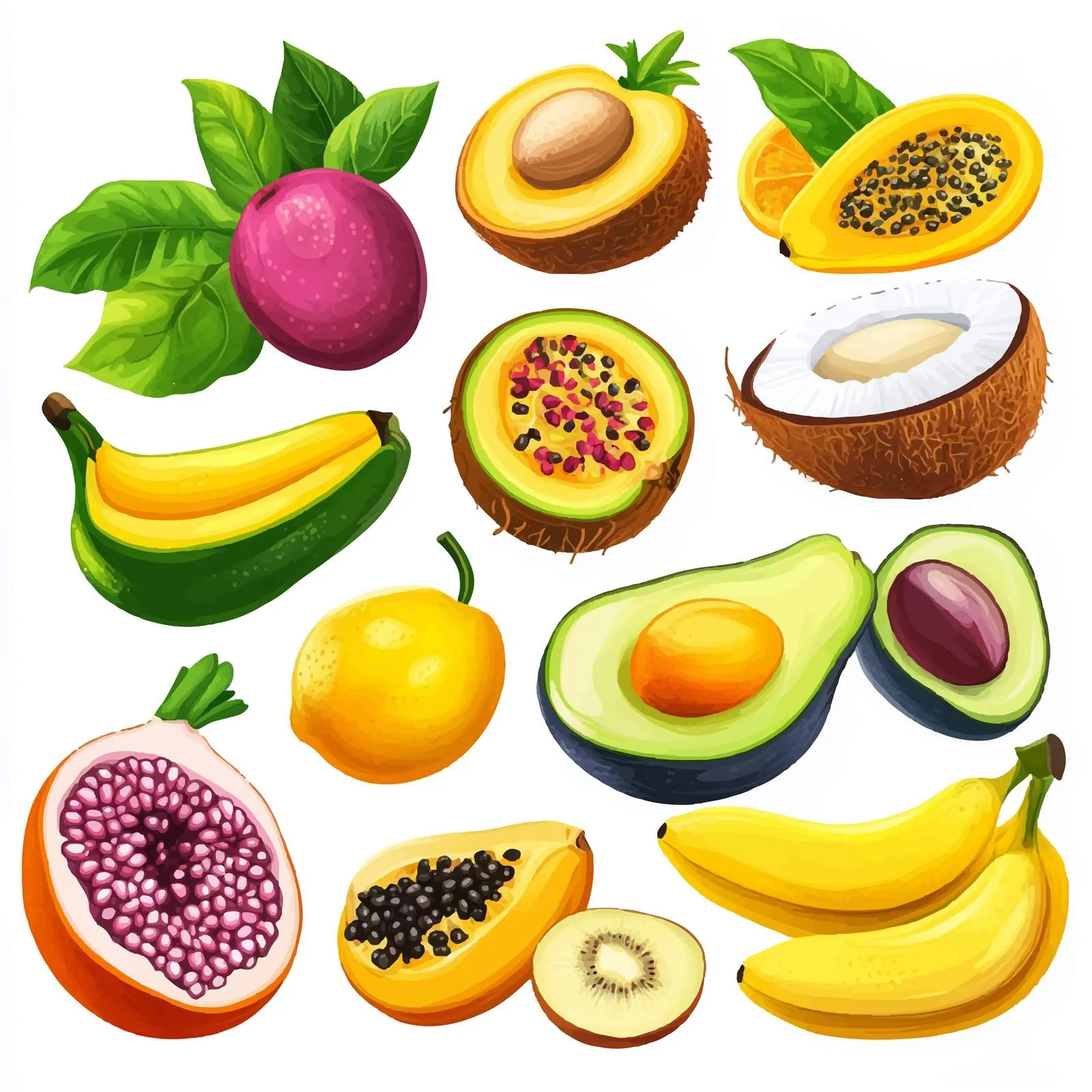 Tropical Fruits Composition with Ripe Mango — free download from Dotvec