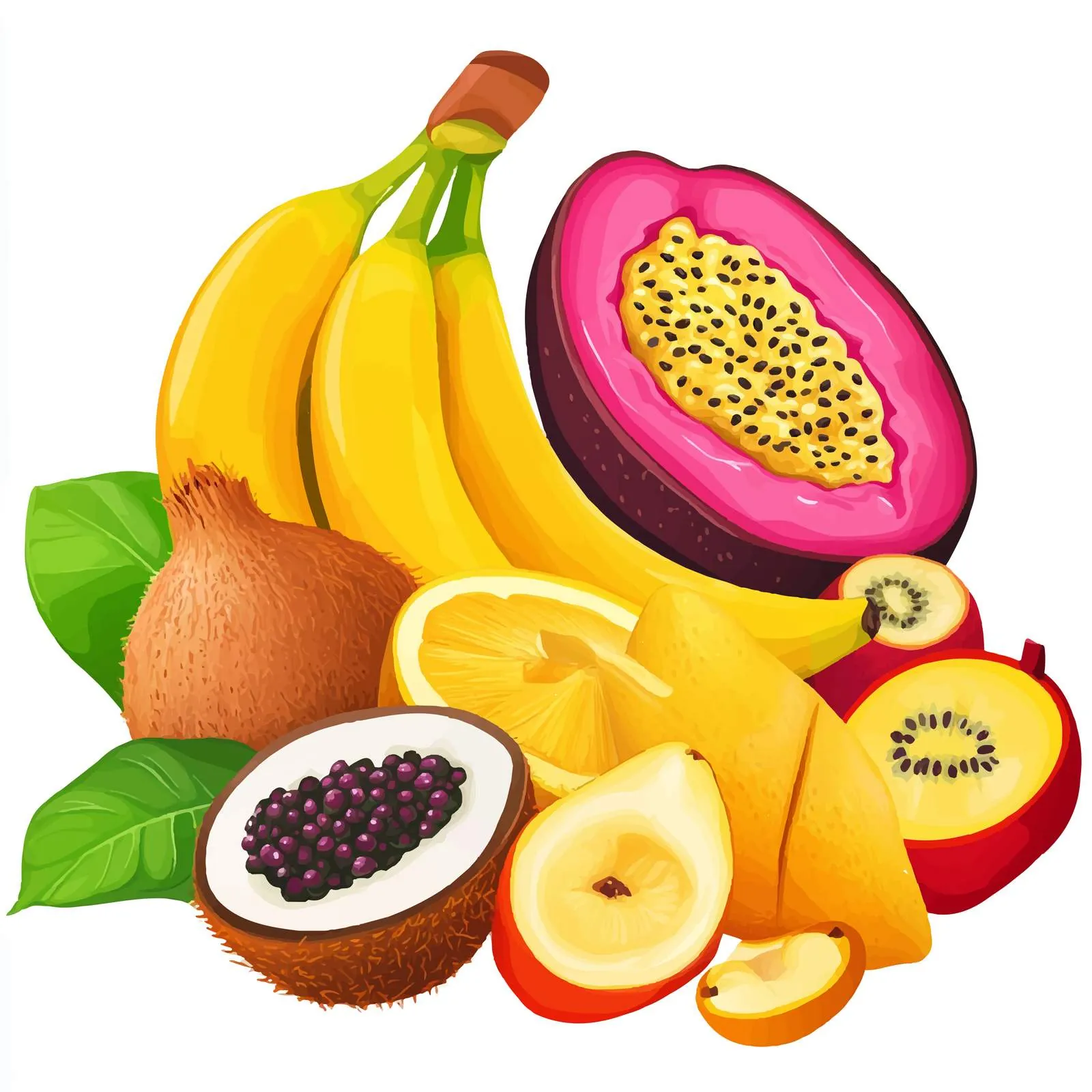 Tropical Fruits Composition with Mango — free download from Dotvec